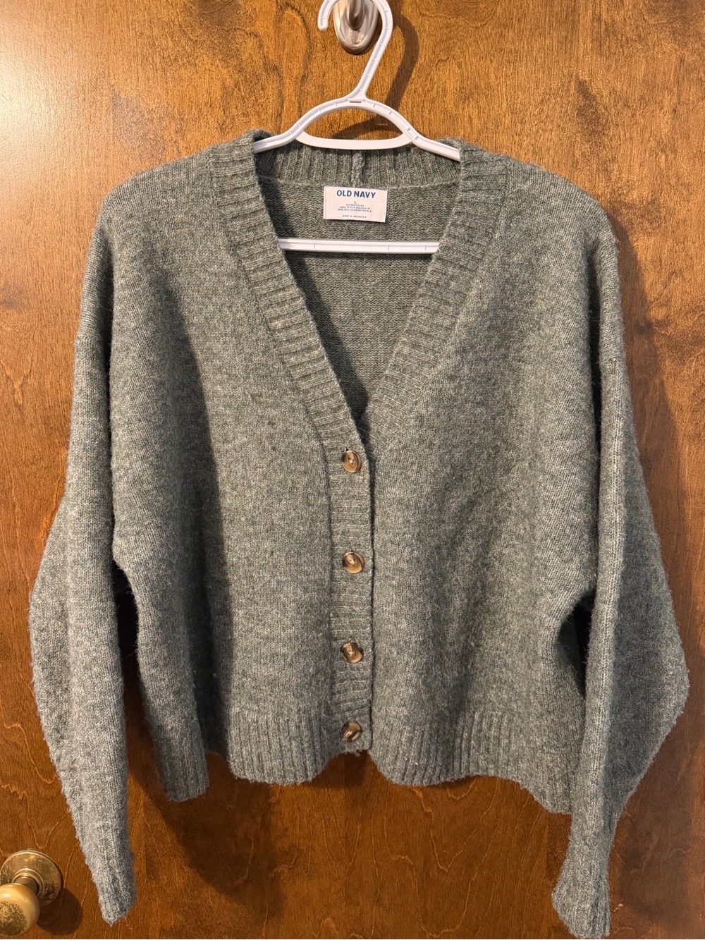 Old Navy Heather Sage Green V-Neck Button Front Cardigan
